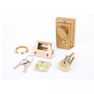 Cerrojo de aplicar STOP con cilindro yale y perilla bronce